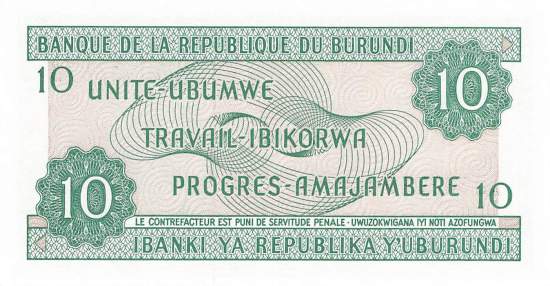 Burundi p33c 10 Francs 1995